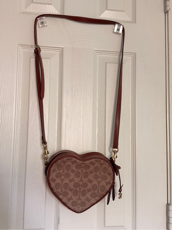 Coach Handbags - Coach Heart-Shaped Crossbody Bag in Brown and Tan